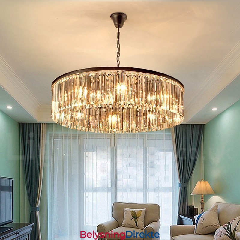 Postmoderne Luksuriøs Rund K9 Krystall Anheng Lysekrone Lys Utstillingshall