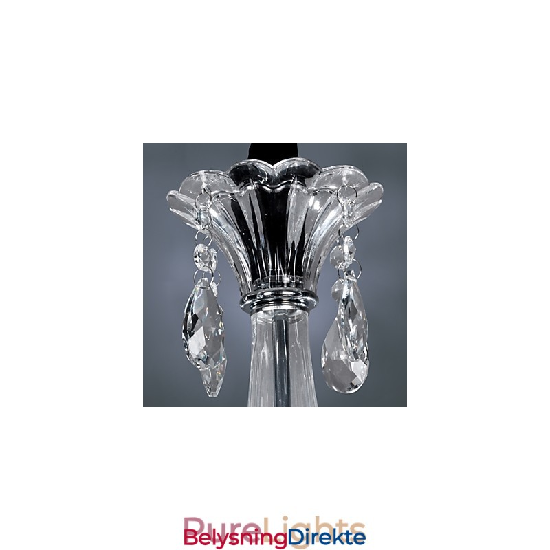 Elegant Krystalllysekrone Med 6 Lys I Stearinlyspære