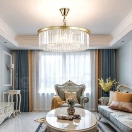 Postmoderne Luksuriøs Rund K9 Krystall Anheng Lysekrone Lys Utstillingshall