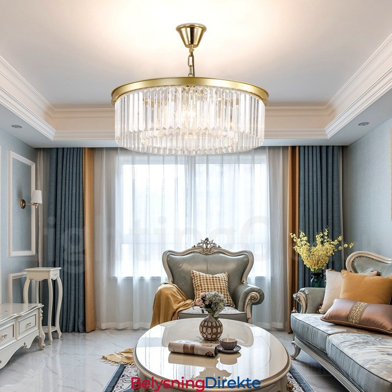 Postmoderne Luksuriøs Rund K9 Krystall Anheng Lysekrone Lys Utstillingshall