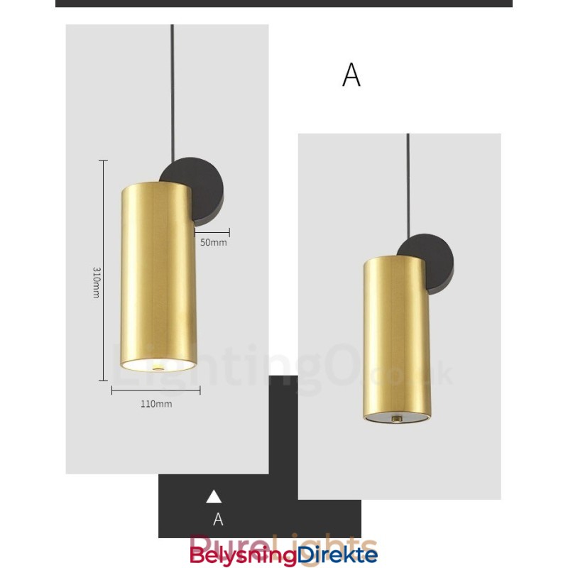4 Stiler Gullsvart Postmodern Pendellampe