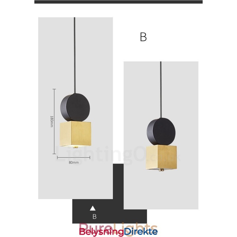 4 Stiler Gullsvart Postmodern Pendellampe