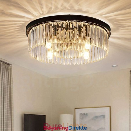 Postmoderne Luksuriøs Rund K9 Krystall Innfelt Taklampe I Utstillingshall