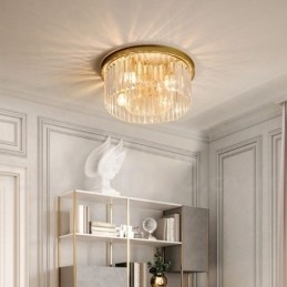 Postmoderne Luksuriøs Rund K9 Krystall Innfelt Taklampe I Utstillingshall