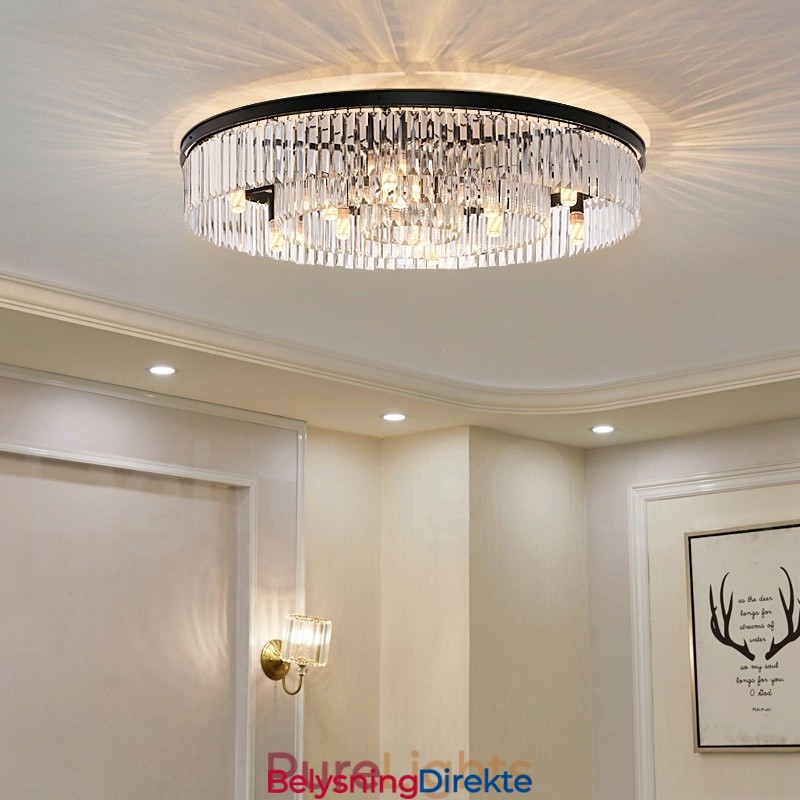 Postmoderne Luksuriøs Rund K9 Krystall Innfelt Taklampe I Utstillingshall