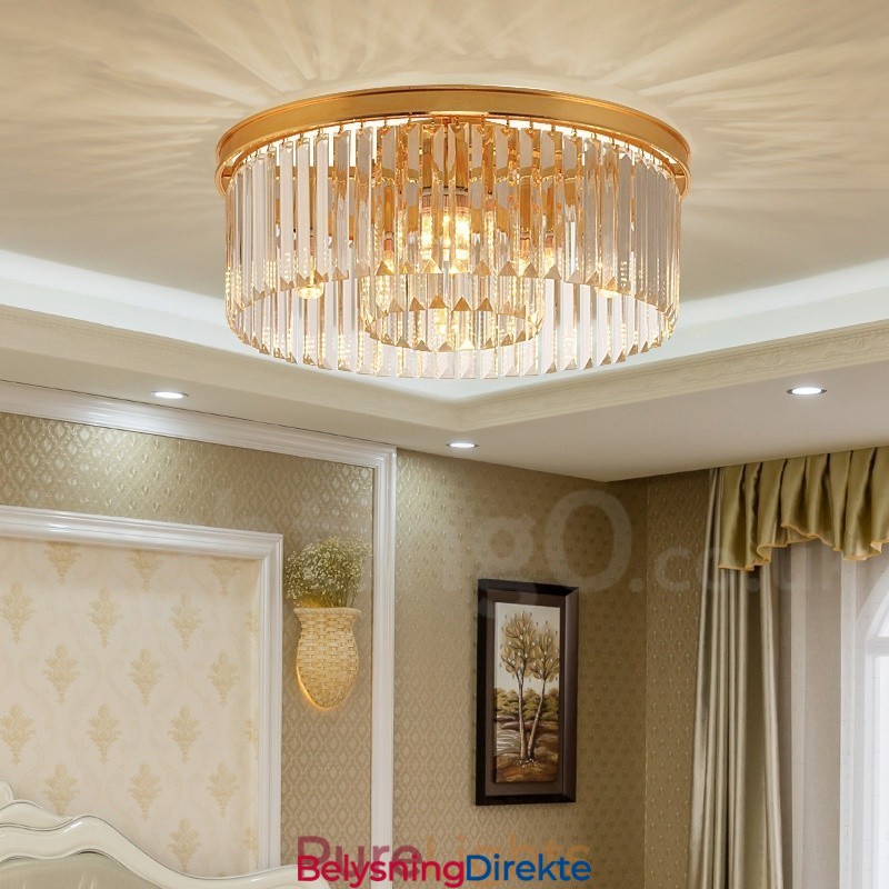 Postmoderne Luksuriøs Rund K9 Krystall Innfelt Taklampe I Utstillingshall