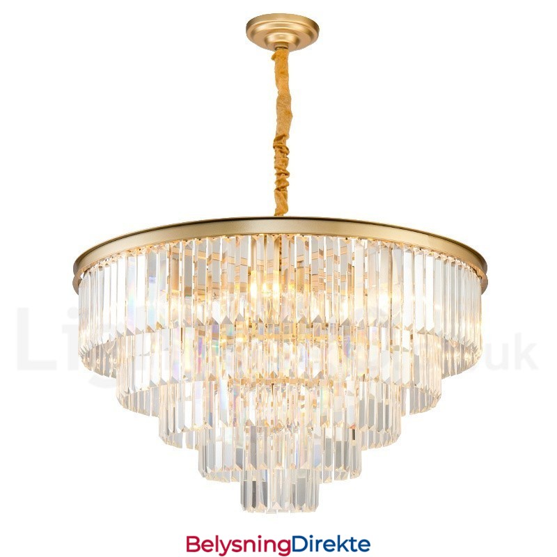 Postmoderne Luksuriøs Rund K9 Krystall Anheng Lysekrone Lys Utstillingshall