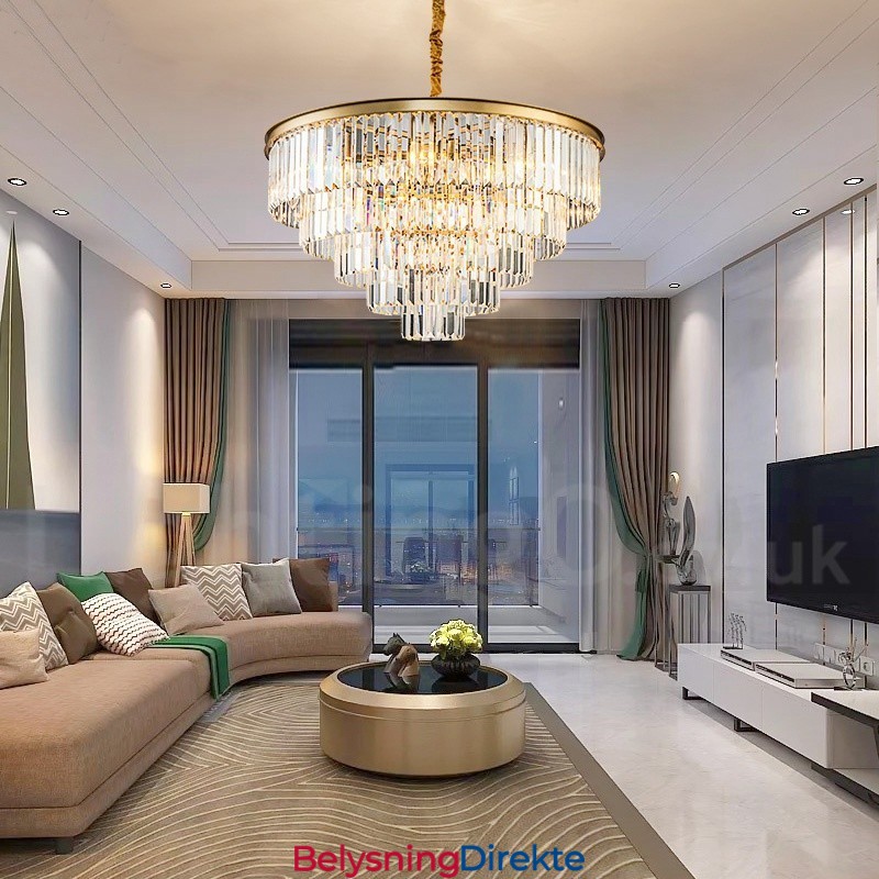 Postmoderne Luksuriøs Rund K9 Krystall Anheng Lysekrone Lys Utstillingshall