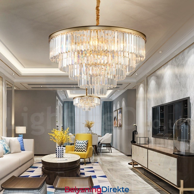 Postmoderne Luksuriøs Rund K9 Krystall Anheng Lysekrone Lys Utstillingshall
