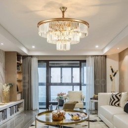 Postmoderne Luksuriøs Rund K9 Krystall Anheng Lysekrone Lys Utstillingshall