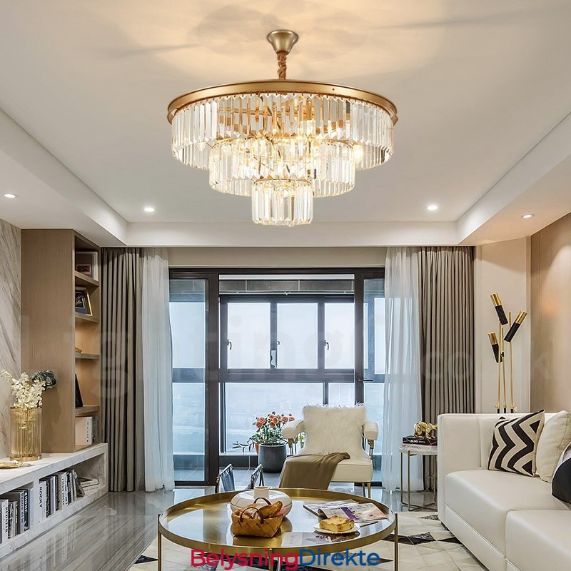 Postmoderne Luksuriøs Rund K9 Krystall Anheng Lysekrone Lys Utstillingshall