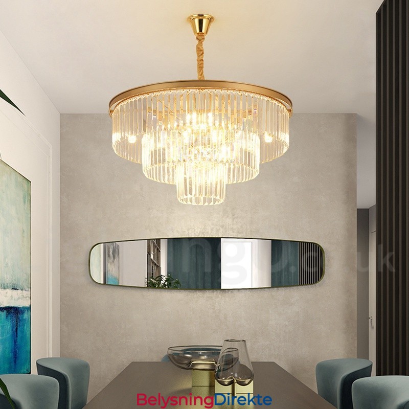 Postmoderne Luksuriøs Rund K9 Krystall Anheng Lysekrone Lys Utstillingshall