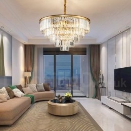 Postmoderne Luksuriøs Rund K9 Krystall Anheng Lysekrone Lys Utstillingshall