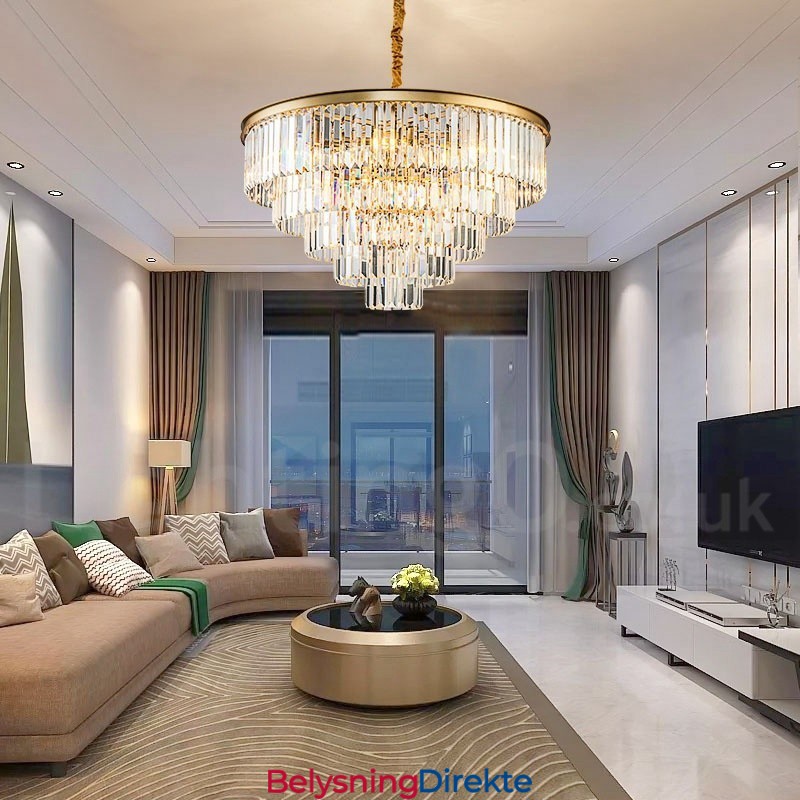 Postmoderne Luksuriøs Rund K9 Krystall Anheng Lysekrone Lys Utstillingshall