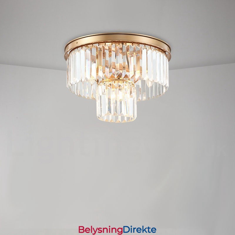 Postmoderne Luksuriøs Rund K9 Krystall Innfelt Taklampe I Utstillingshall