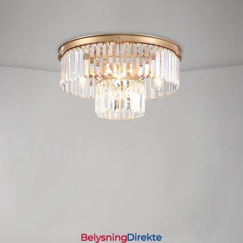 Postmoderne Luksuriøs Rund K9 Krystall Innfelt Taklampe I Utstillingshall