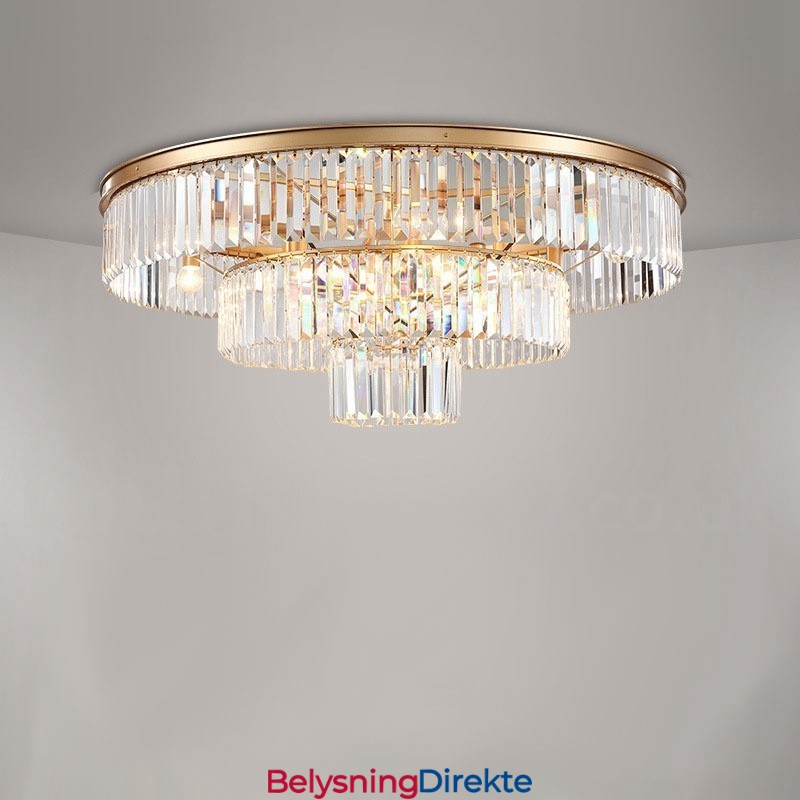 Postmoderne Luksuriøs Rund K9 Krystall Innfelt Taklampe I Utstillingshall