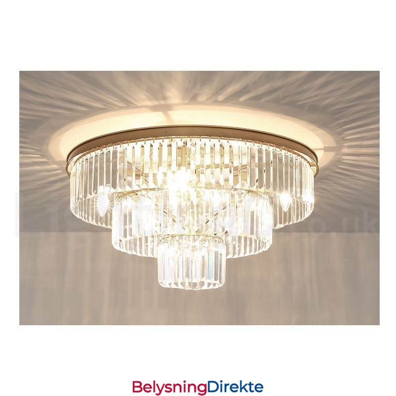 Postmoderne Luksuriøs Rund K9 Krystall Innfelt Taklampe I Utstillingshall