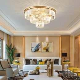 Postmoderne Luksuriøs Rund K9 Krystall Innfelt Taklampe I Utstillingshall