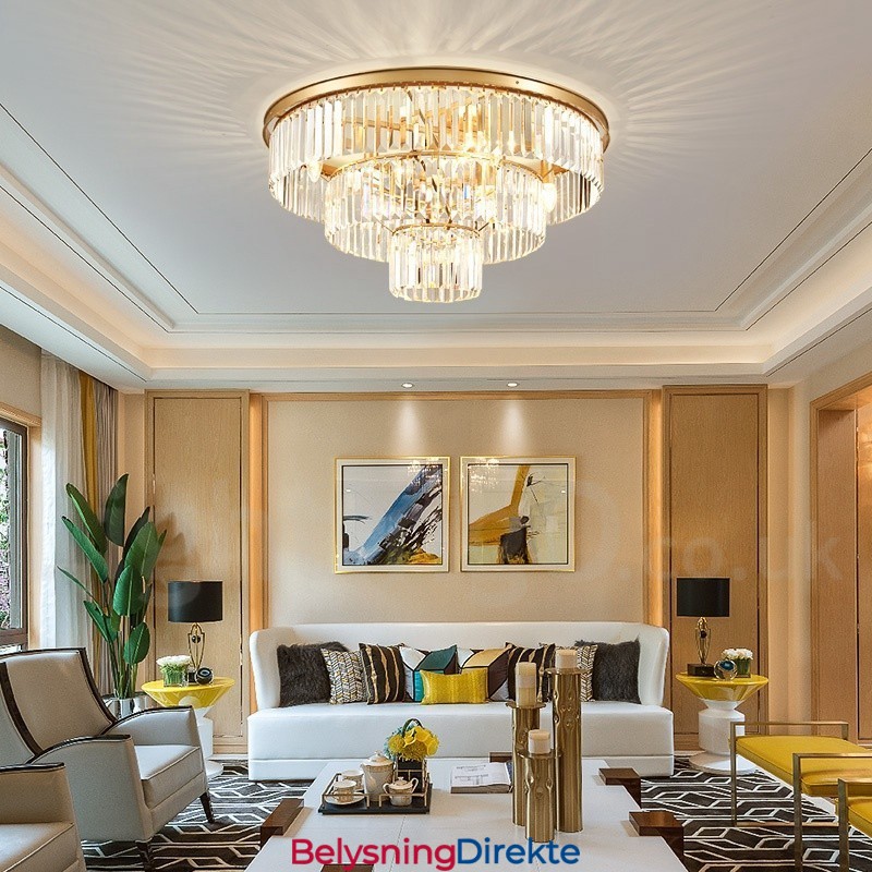 Postmoderne Luksuriøs Rund K9 Krystall Innfelt Taklampe I Utstillingshall