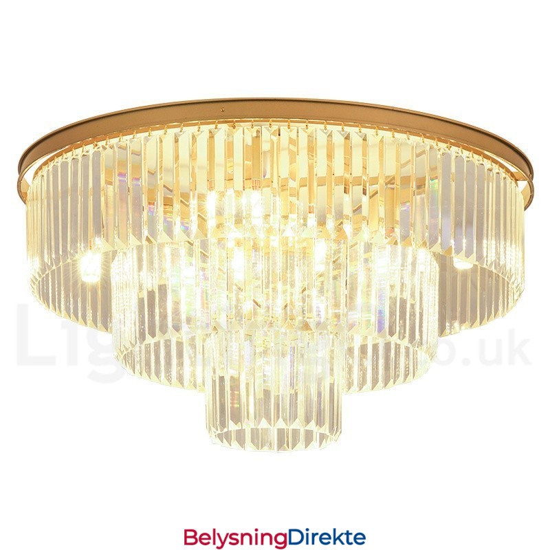 Postmoderne Luksuriøs Rund K9 Krystall Innfelt Taklampe I Utstillingshall