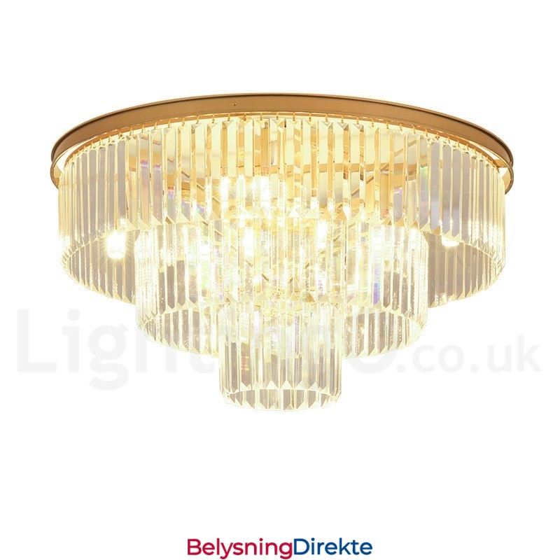 Postmoderne Luksuriøs Rund K9 Krystall Innfelt Taklampe I Utstillingshall