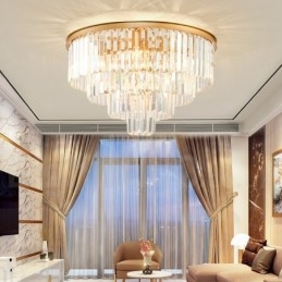 Postmoderne Luksuriøs Rund K9 Krystall Innfelt Taklampe I Utstillingshall