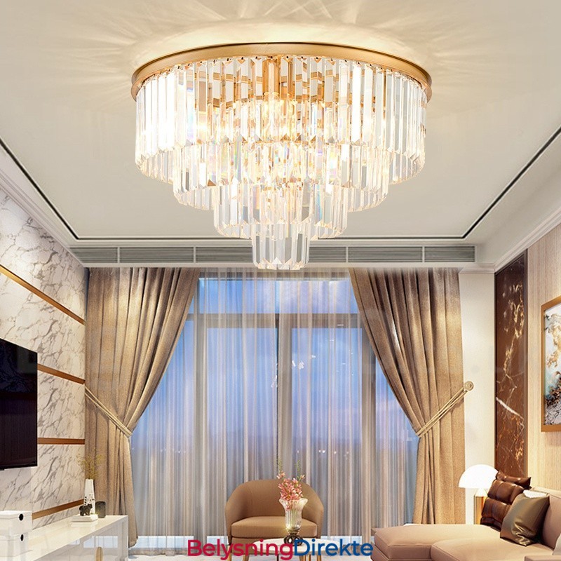 Postmoderne Luksuriøs Rund K9 Krystall Innfelt Taklampe I Utstillingshall