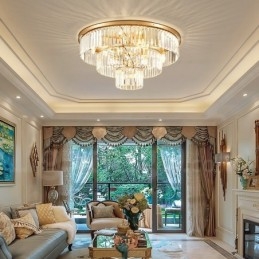 Postmoderne Luksuriøs Rund K9 Krystall Innfelt Taklampe I Utstillingshall