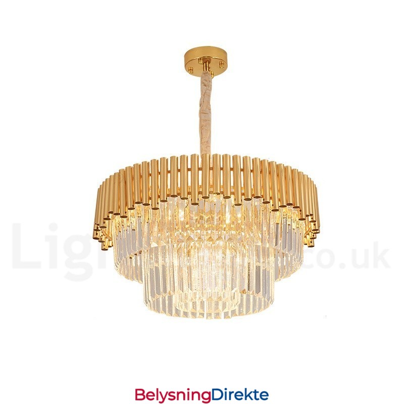 Postmoderne Gull Luksuriøs Rund K9 Krystall Anheng Lysekrone Lys Utstillingshall