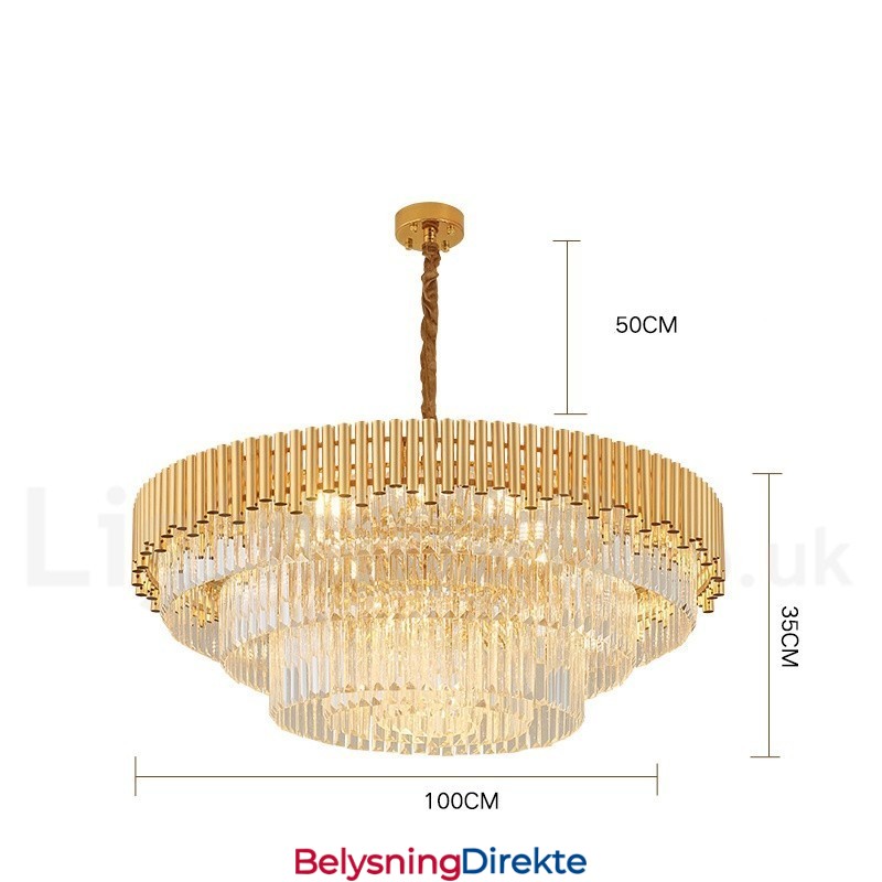 Postmoderne Gull Luksuriøs Rund K9 Krystall Anheng Lysekrone Lys Utstillingshall