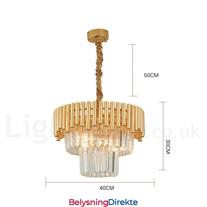 Postmoderne Gull Luksuriøs Rund K9 Krystall Anheng Lysekrone Lys Utstillingshall