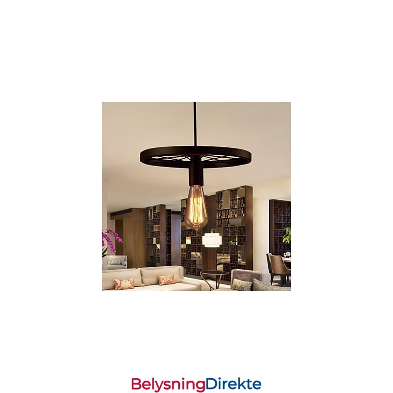 Industriell Vintage Pendellampe Med 1 Lys I Jernskjerm