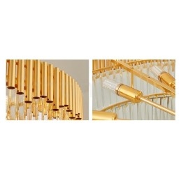 Postmoderne Gull Luksuriøs Rund K9 Krystall Anheng Lysekrone Lys Utstillingshall