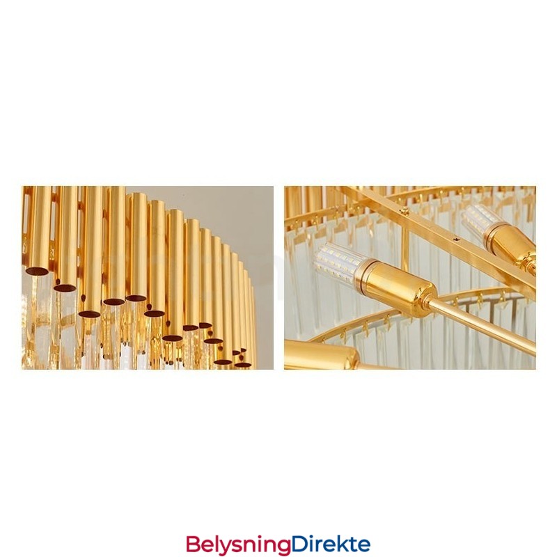 Postmoderne Gull Luksuriøs Rund K9 Krystall Anheng Lysekrone Lys Utstillingshall