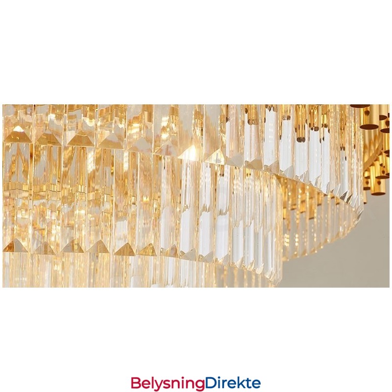 Postmoderne Gull Luksuriøs Rund K9 Krystall Anheng Lysekrone Lys Utstillingshall