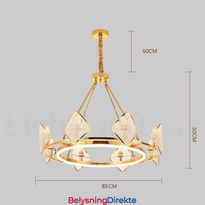 Gull Postmodern Luksuriøs Rund K9 Krystall Anhengslysekrone Med Akrylskjerm Utstillingshall