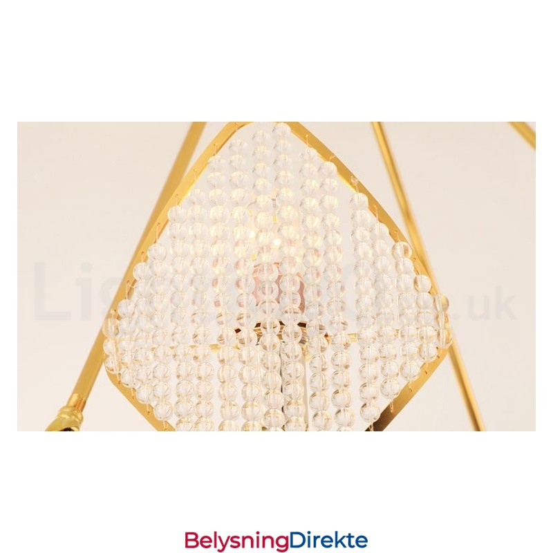 Gull Postmodern Luksuriøs Rund K9 Krystall Anhengslysekrone Med Akrylskjerm Utstillingshall