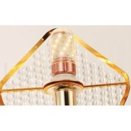 Gull Postmodern Luksuriøs Rund K9 Krystall Anhengslysekrone Med Akrylskjerm Utstillingshall