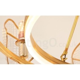 Gull Postmodern Luksuriøs Rund K9 Krystall Anhengslysekrone Med Akrylskjerm Utstillingshall