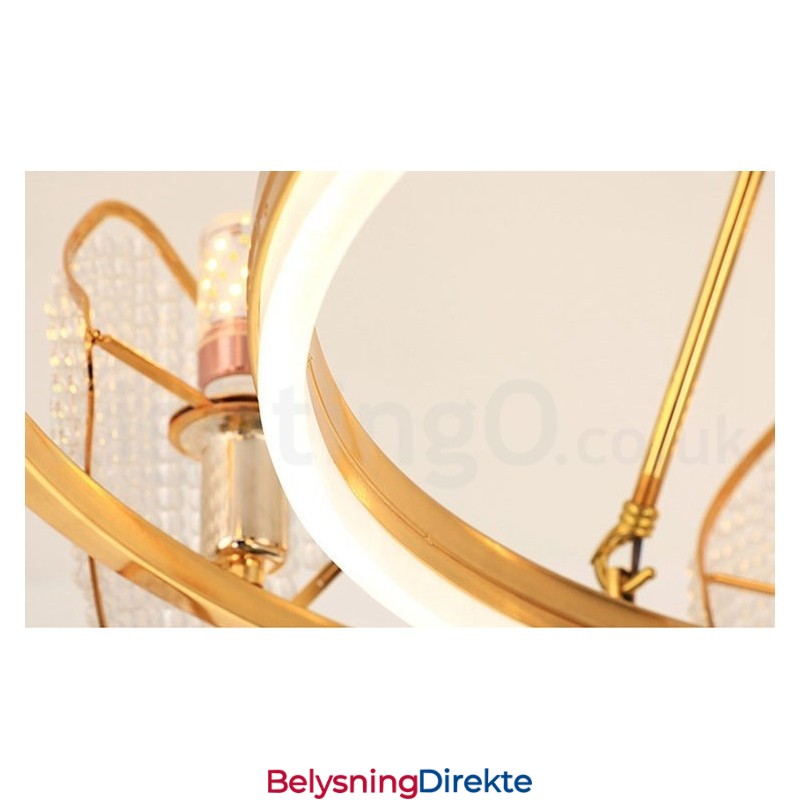 Gull Postmodern Luksuriøs Rund K9 Krystall Anhengslysekrone Med Akrylskjerm Utstillingshall