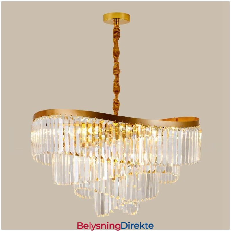 Gull Postmoderne Luksuriøs Rund K9 Krystall Anheng Lysekrone Utstillingshall