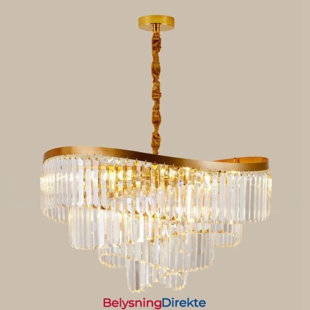 Gull Postmoderne Luksuriøs Rund K9 Krystall Anheng Lysekrone Utstillingshall