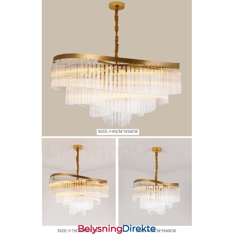 Gull Postmoderne Luksuriøs Rund K9 Krystall Anheng Lysekrone Utstillingshall
