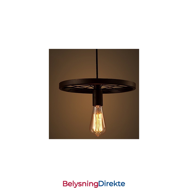 Industriell Vintage Pendellampe Med 1 Lys I Jernskjerm