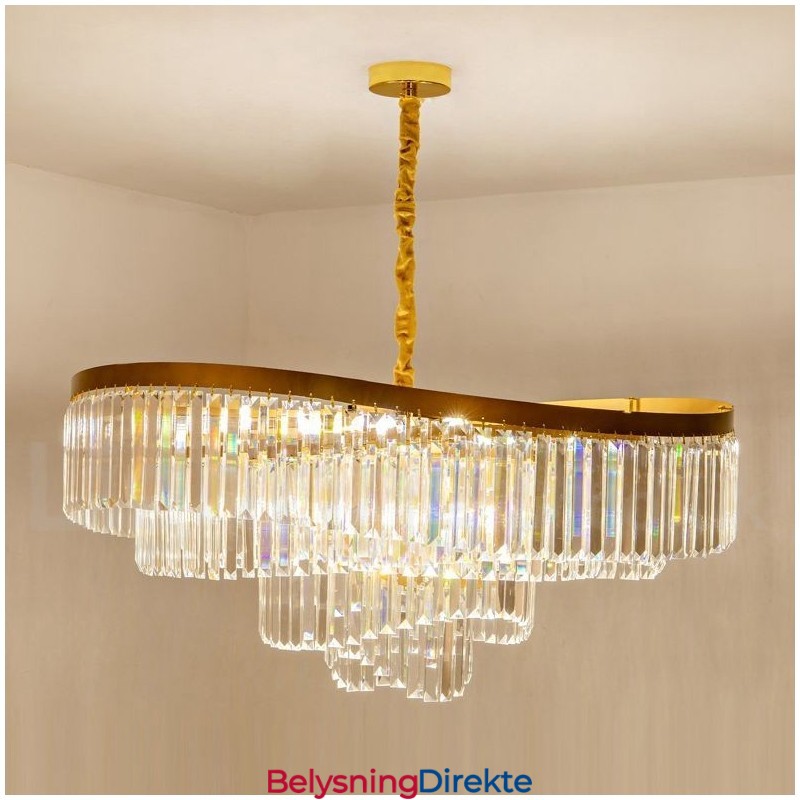 Gull Postmoderne Luksuriøs Rund K9 Krystall Anheng Lysekrone Utstillingshall