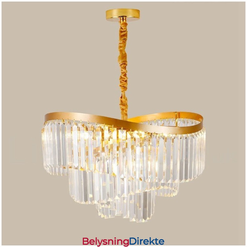 Gull Postmoderne Luksuriøs Rund K9 Krystall Anheng Lysekrone Utstillingshall