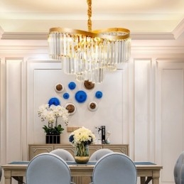 Gull Postmoderne Luksuriøs Rund K9 Krystall Anheng Lysekrone Utstillingshall