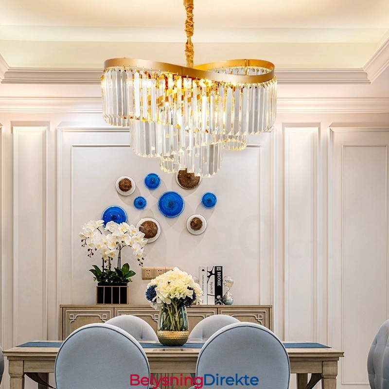 Gull Postmoderne Luksuriøs Rund K9 Krystall Anheng Lysekrone Utstillingshall