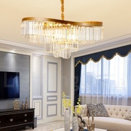 Gull Postmoderne Luksuriøs Rund K9 Krystall Anheng Lysekrone Utstillingshall